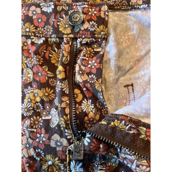 Hollister High Rise‎ Flare Pants Mushroom Floral Hippie 60s 70s Print Women's M - Picture 6 of 11